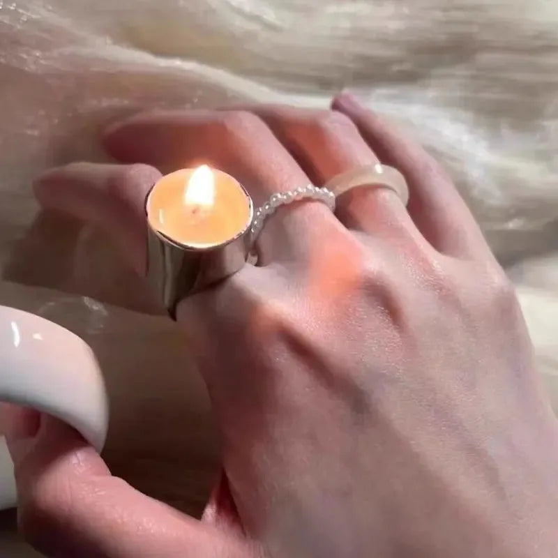 Vintage Metal Candle Holder Ring – Punk Cocktail Jewelry Gift Cocktail Ring Babs