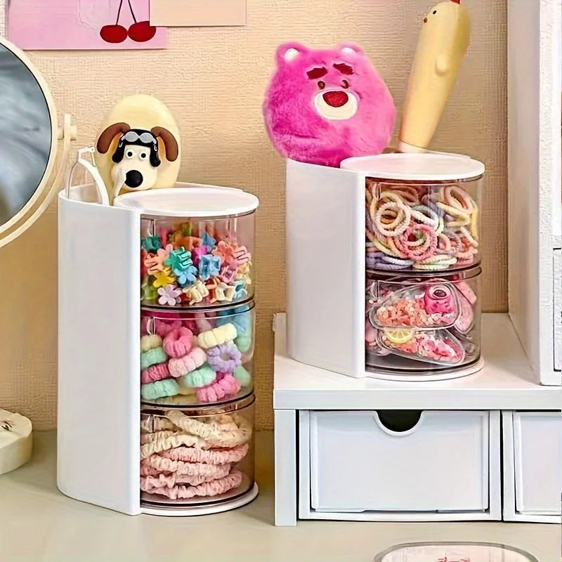 Rotatable Multi-Layer Hair Accessory Storage Box | Clear Accessory Storage Organizer Babs