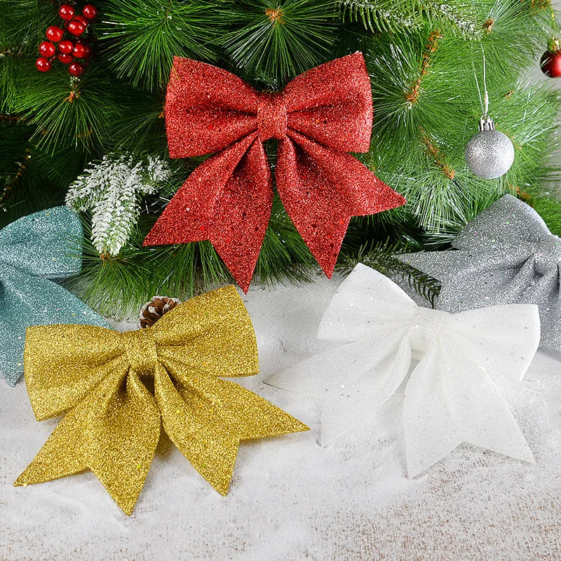Large Glitter Christmas Bow Ornament – Red & Gold Xmas Decor Christmas Bow Ornament Babs