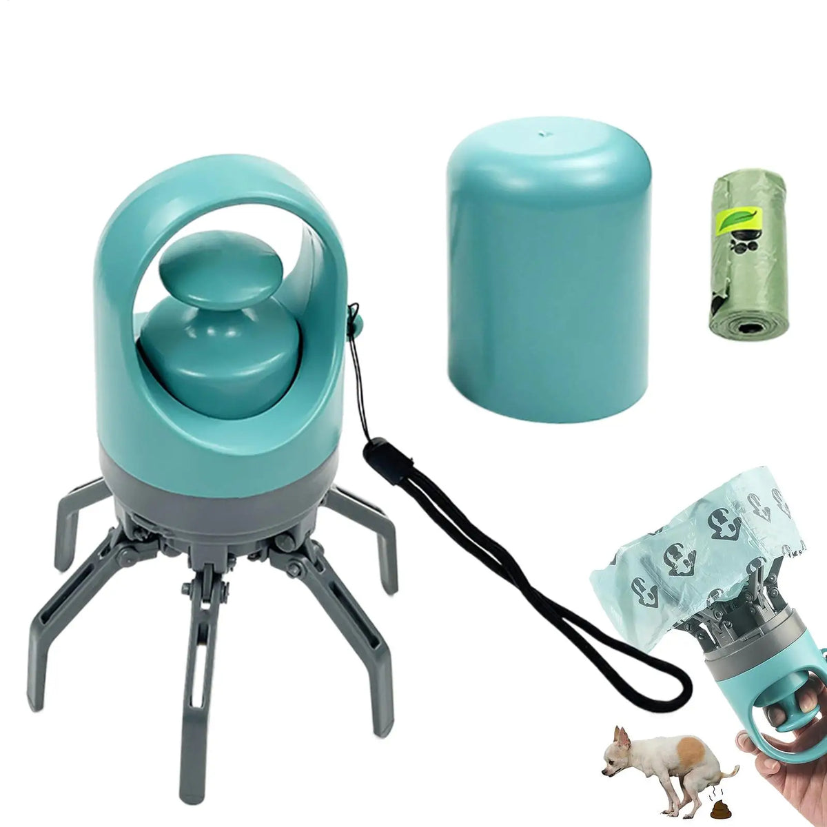 No-Touch Dog Poop Scooper with 15 Bags — Portable Pet Cleanup Dog Poop Scooper Babs