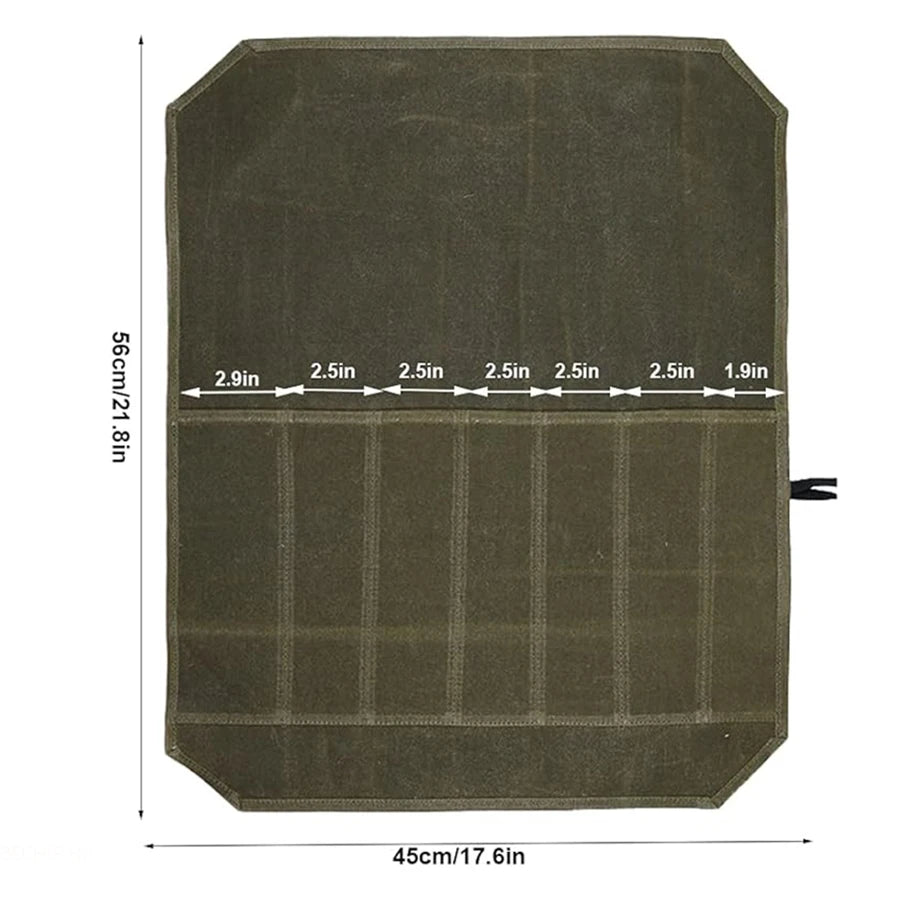 Canvas Knife Roll Bag – Waterproof Chef Carrier, 7 Slots Knife Roll Bag Babs