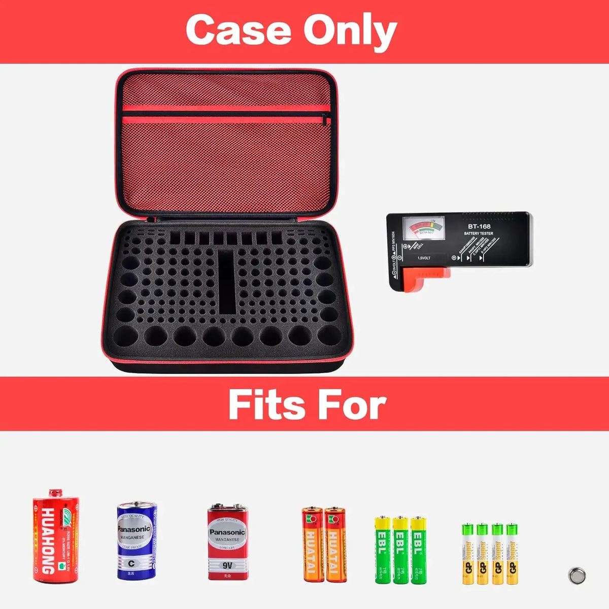 Battery Organizer Case with Tester – 162+ AA AAA 9V 18650 Slots Battery Storage Organizer Babs
