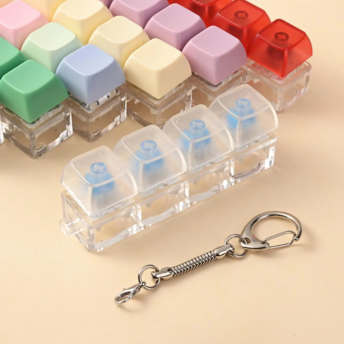 Acrylic Keycap Fidget Keychain – 4-Key Clicker Toy for Adults Fidget Keychain Toy Babs