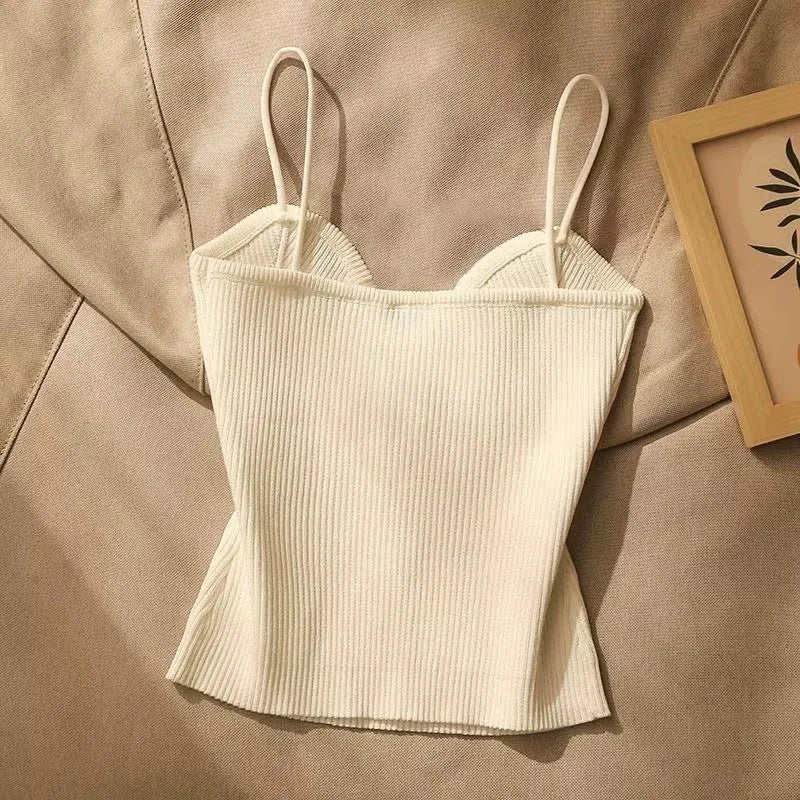 Cross Knit Women's Camisole Tank Top – Slim Fit Black & White Knit Camisole Top Babs