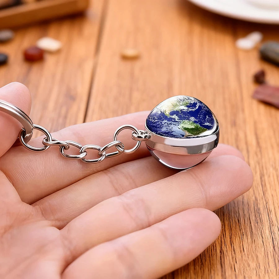 Galaxy Solar System Glass Ball Keychain – Planet Art Charm Glass Ball Keychain Babs