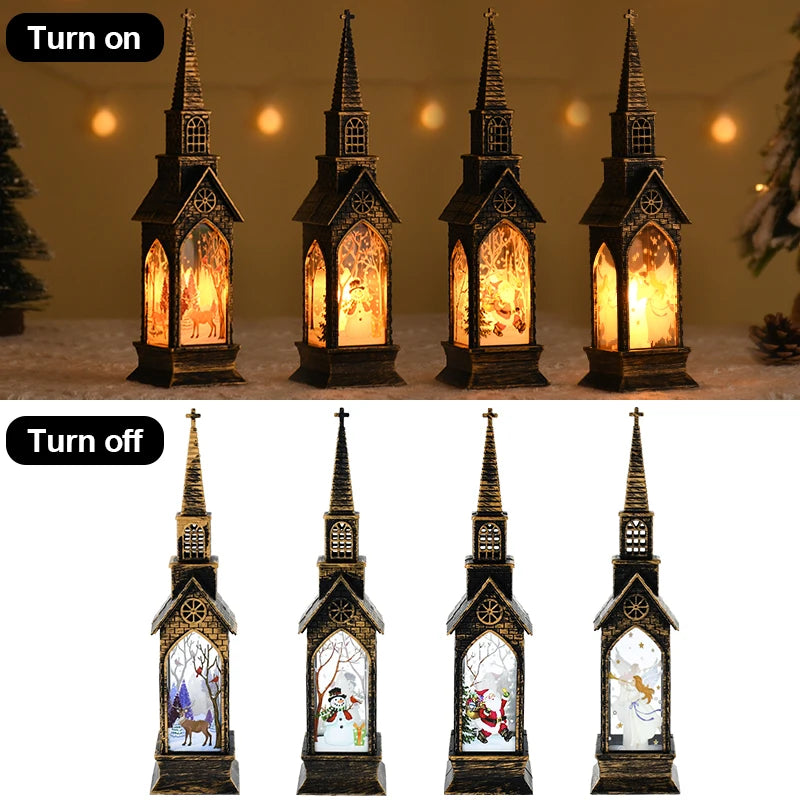 Christmas LED Lantern Santa Snowman Night Light Table Ornament Christmas LED Lantern Babs