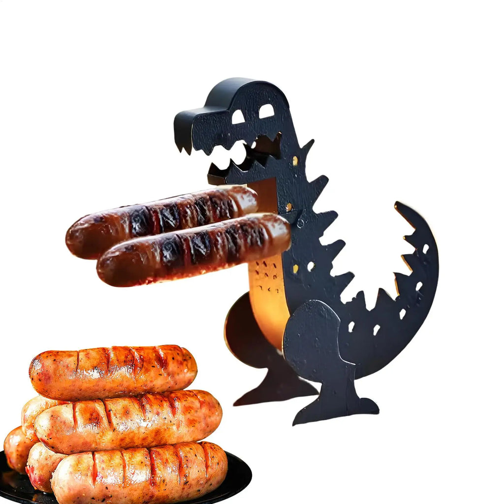 Dinosaur BBQ Hot Dog & Sausage Grill Holder – Camping Tool BBQ Grill Holder Babs