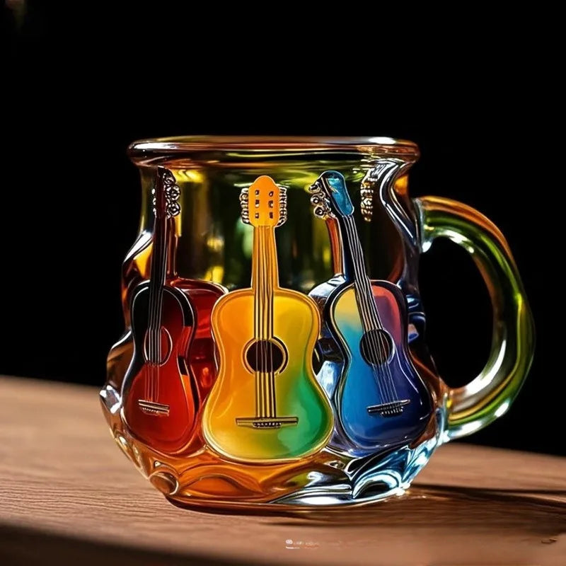 Guitar Art Beer Mug | Hand-Painted Resin Craft Gift Mug Art Beer Mug Babs 600ML Guitar cup B