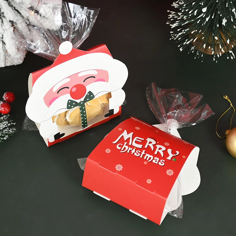 Christmas Santa Claus Cookie Candy Gift Boxes 8/16Pcs Holiday Gift Packaging Babs