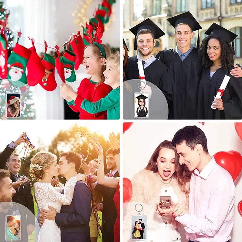 Clear Acrylic Photo Frame Keychain DIY Blank with Split Ring Photo Frame Keychain Babs