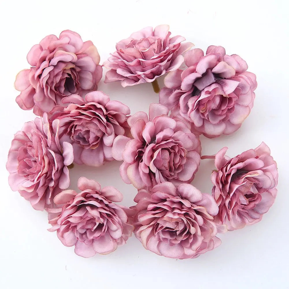 Silk Rose Artificial Flower Heads – Wedding & Home Décor Artificial Silk Flowers Babs Bean Paste Purple 50Pcs