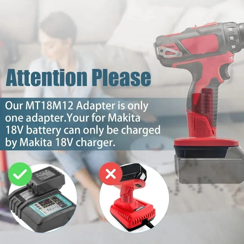 Makita 18V to Milwaukee M12 Battery Adapter – MT18M12 Battery Adapter Converter Babs