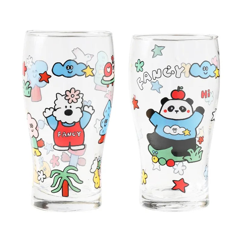 Large Capacity Cute Animal Print Glass Cup | Bar & Home Gift Glass Drinkware Cup Babs