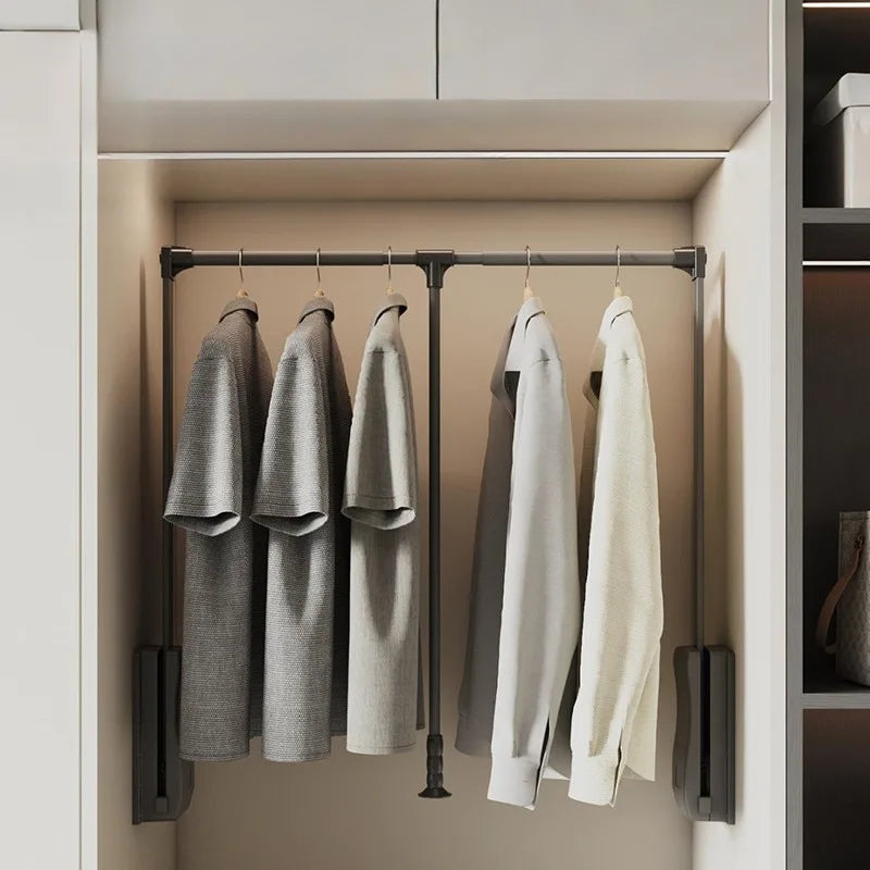 Pull-Down Lift Hanger Rod – Aluminum Wardrobe Organizer Wardrobe Hanger Rod Babs