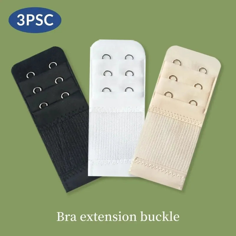 3-Pack Bra Extenders – 3-Row 2-Hook Elastic Soft Straps Bra Extender Set Babs