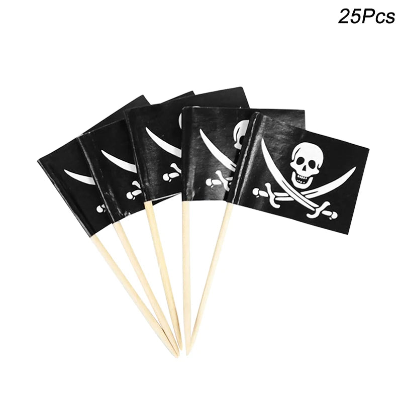 Pirate Flag Cupcake Toppers & Party Toothpick Picks Party Cupcake Toppers Babs 25pcs