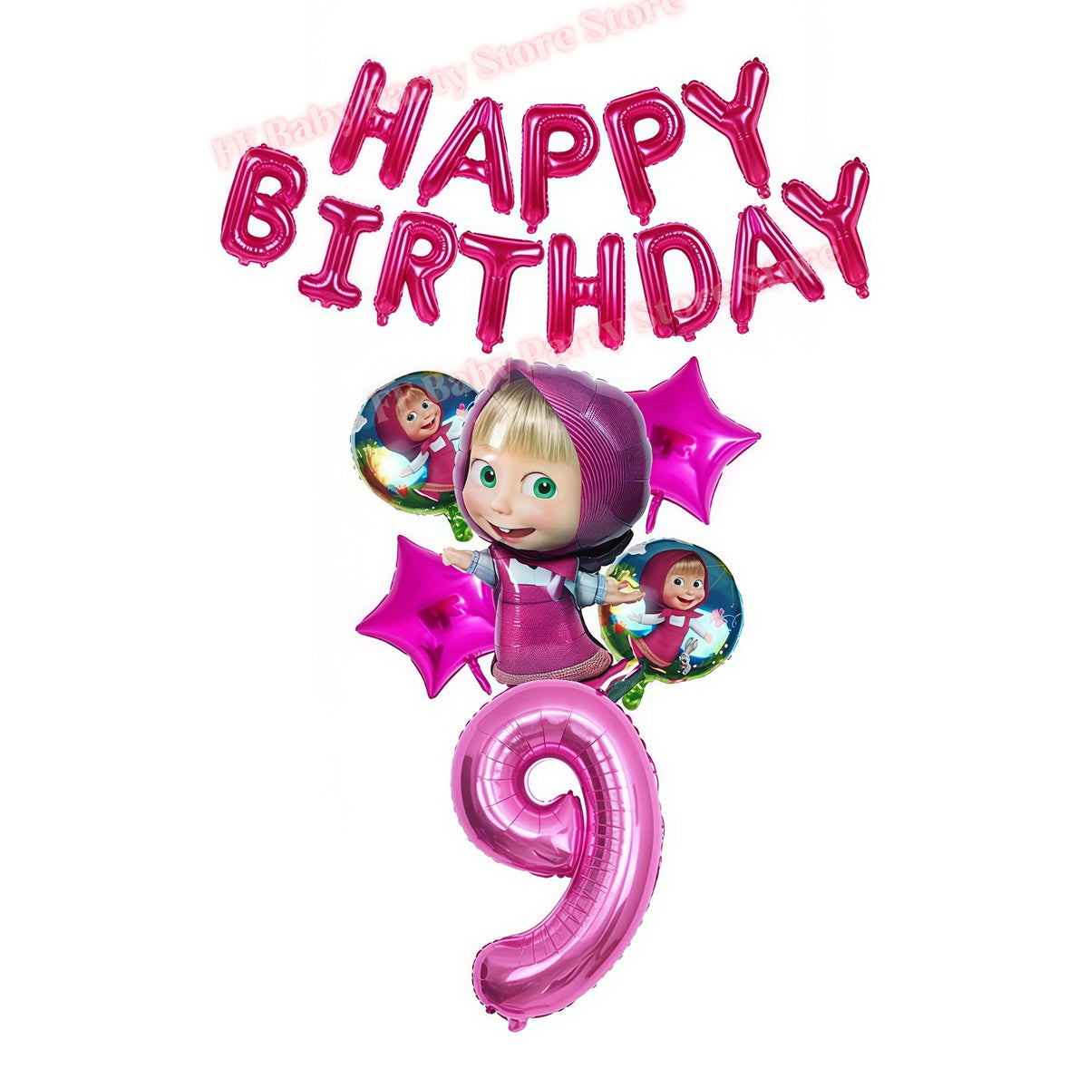 Bear Theme Kids Birthday Party Kit – Plates, Cups & Balloons Party Tableware Kit Babs 1set-9 others