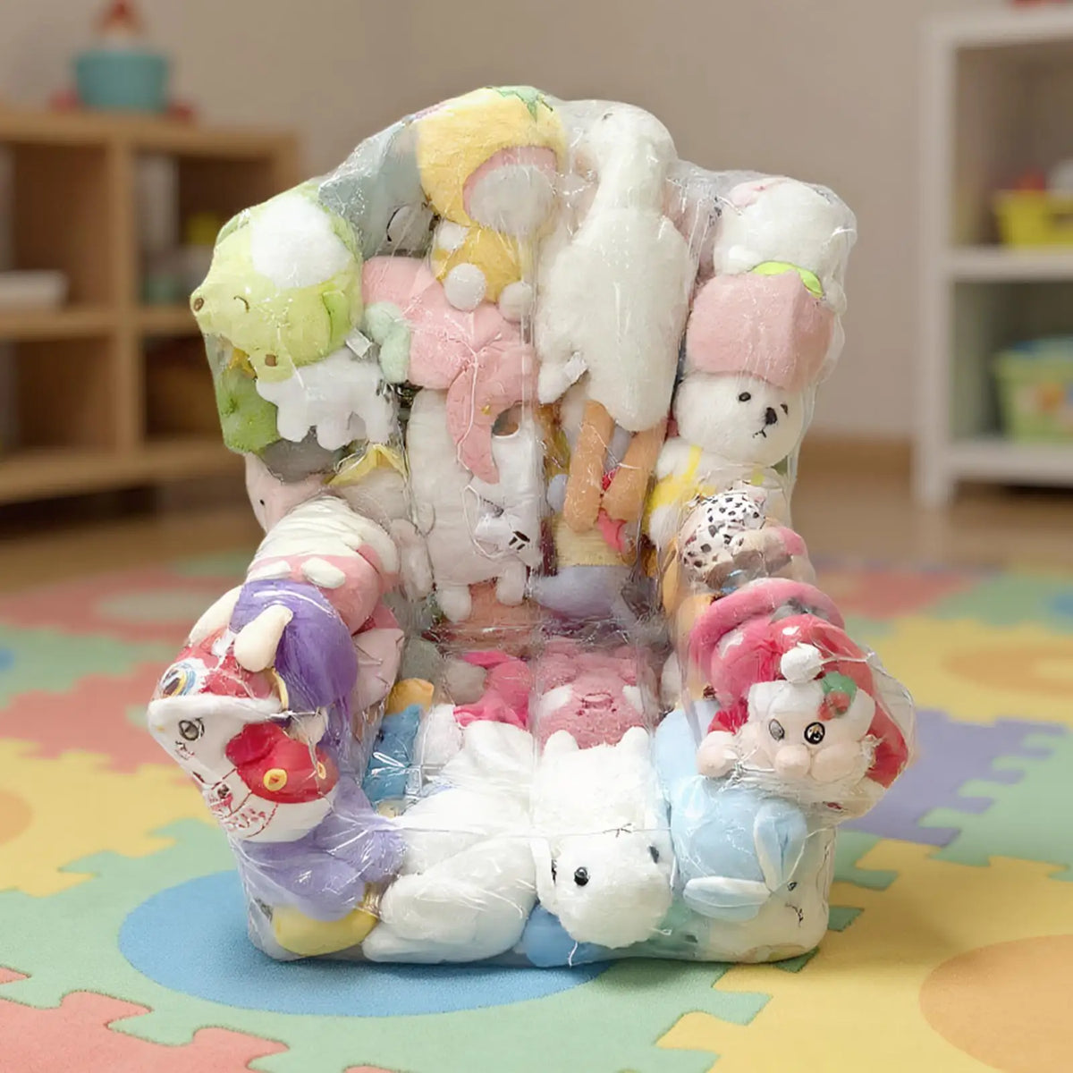 Clear Bean Bag Stuffed Animal Storage Chair for Kids Toy Storage Chair Babs