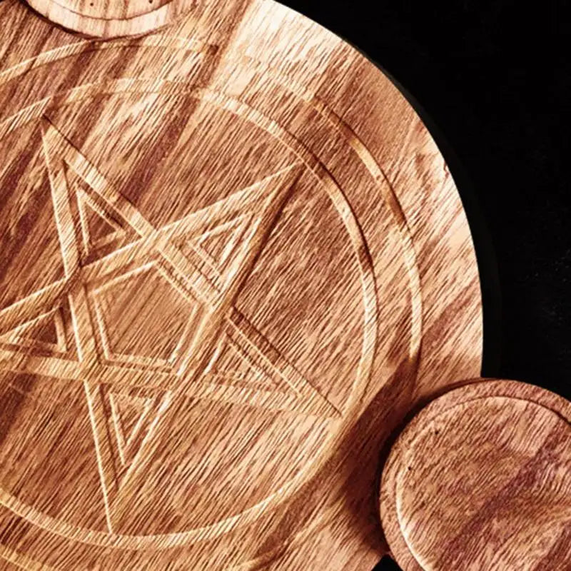 Wooden Pentagram Tarot Candle Holder – Divination Décor Candle Holder Babs