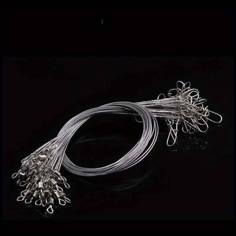 24pcs Stainless Steel Fishing Leaders with Swivels & Snaps Fishing Leaders Babs