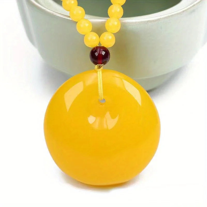 Amber-Style Resin Drop Pendant Necklace | Unisex Gift Drop Pendant Necklace Babs Ping buckle