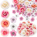 Mini Silk Rose Artificial Flower Heads Bulk 20/50 Pcs – DIY Décor Artificial Flowers Babs Pink-50Pcs