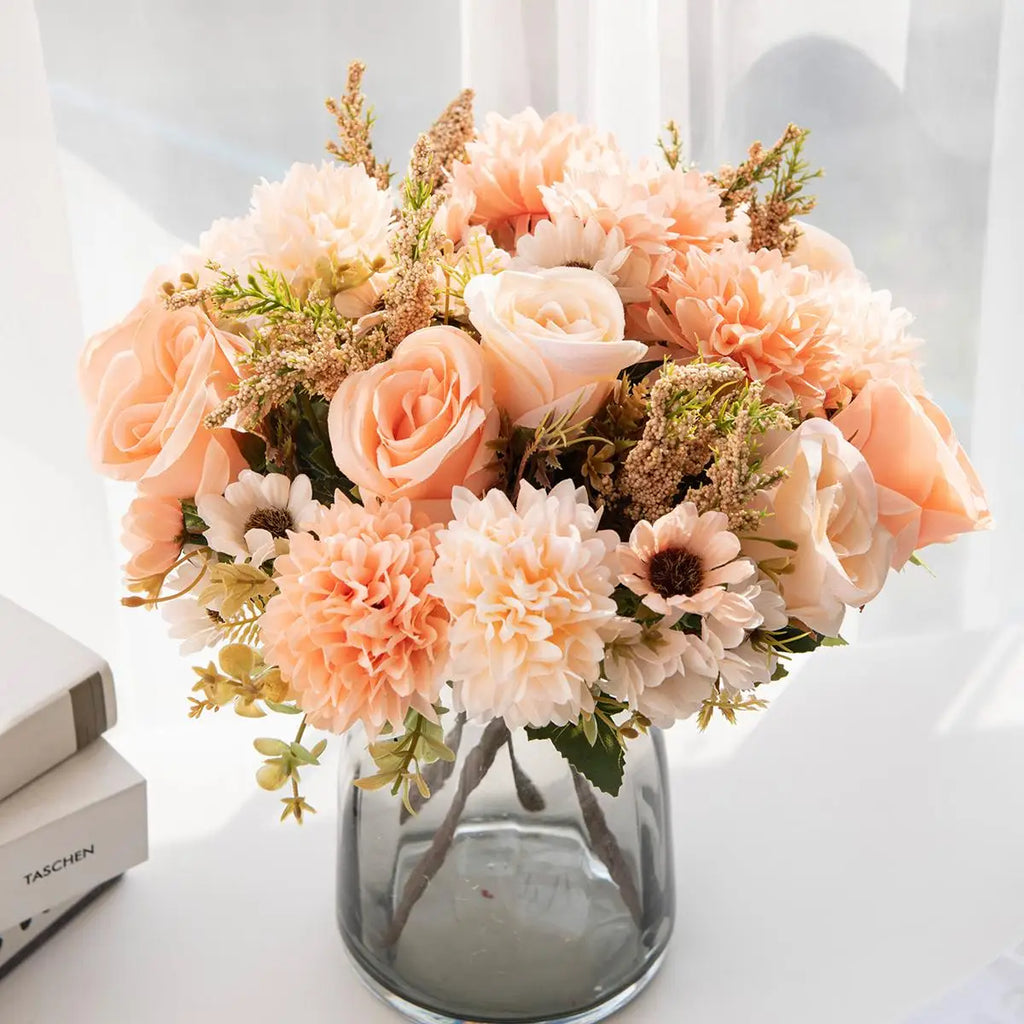 Artificial Silk Flower Bouquet – Roses, Daisies & Chrysanthemums Artificial Flower Bouquet Babs