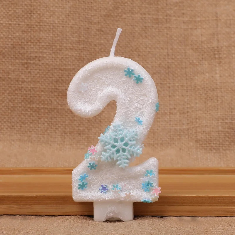 Glitter Snowflake Number Candles 0-9 Birthday Cake Topper Birthday Cake Candles Babs 2