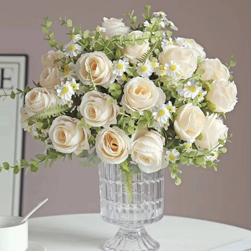 Silk Rose Artificial Flower Bouquet – Wedding & Home Décor Artificial Flower Bouquet Babs