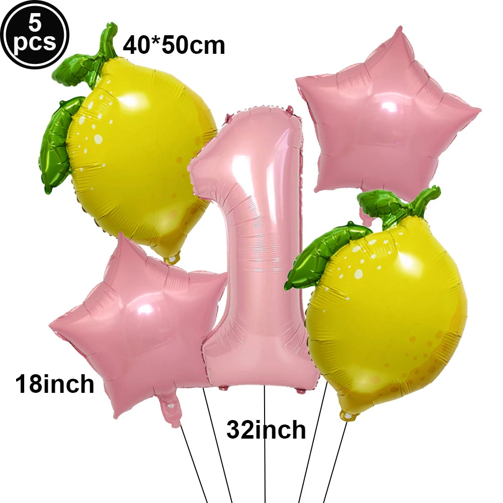 Lemon Foil Balloon Set with 32" Number Balloons – Party Decor Foil Balloon Set Babs MINT GREEN as show
