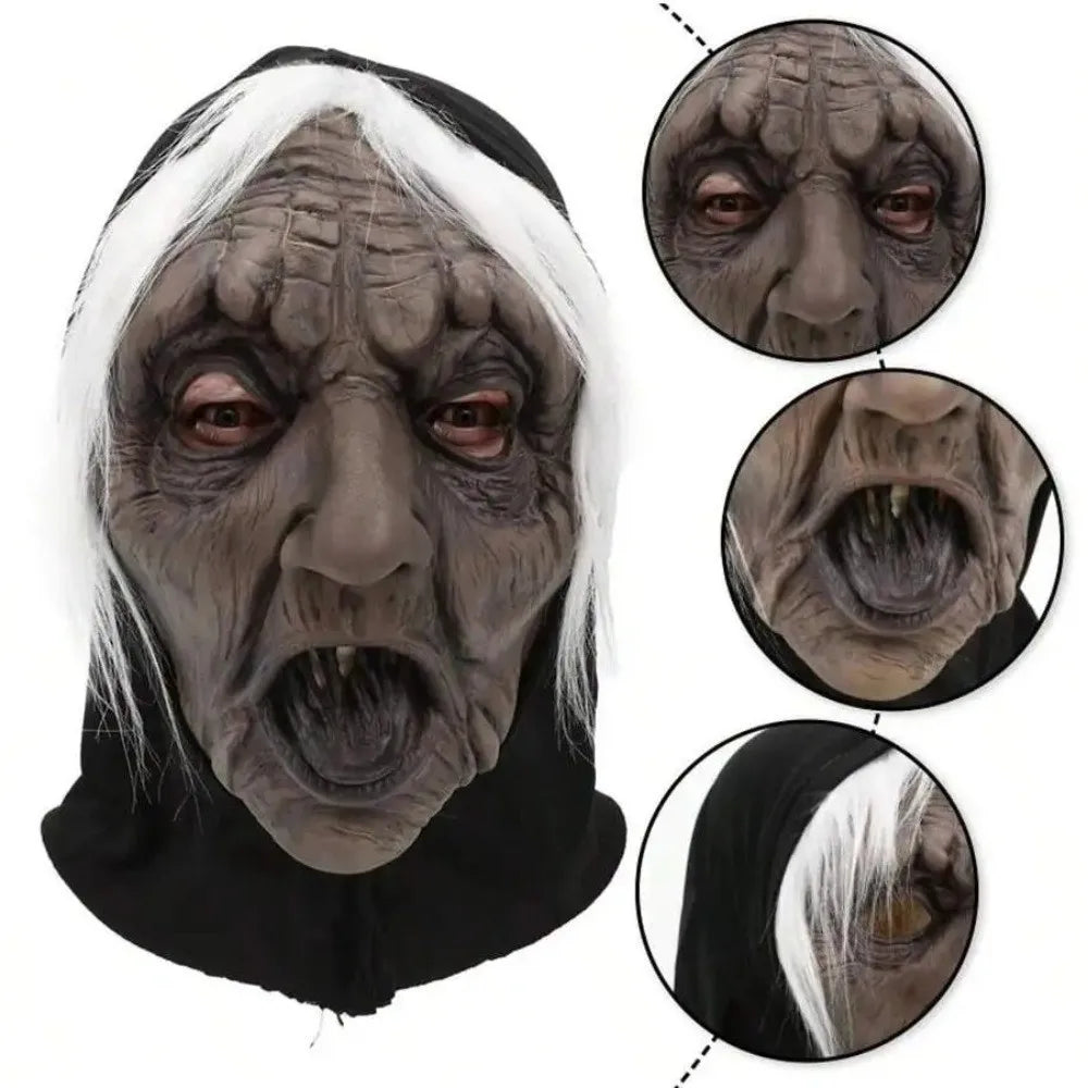 Latex Halloween Witch Mask – Full Face Grimace Cosplay Prop Halloween Costume Mask Babs