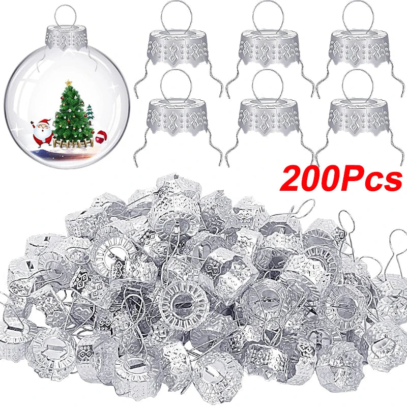 Christmas Ornament Caps & Hanger Strings – 50/100/200 Pcs Ornament Caps & Hangers Babs 200pcs silver cap 14mm