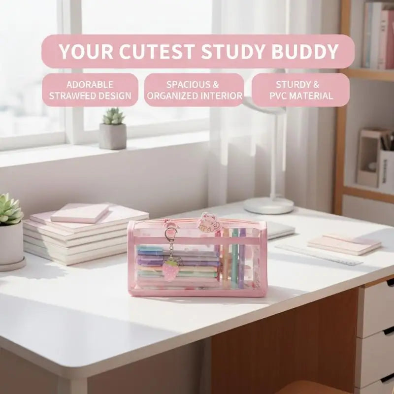 Cute Cat Star Transparent Pencil Case | Large Capacity Pen Bag Pencil Case Babs