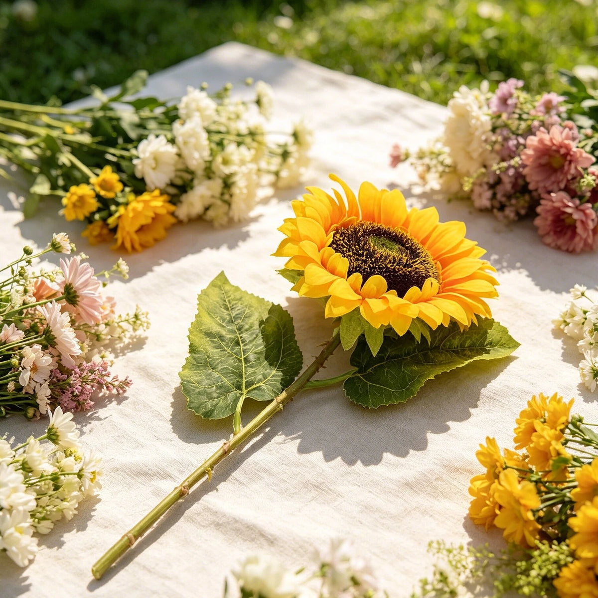 Artificial Silk Sunflower & Gerbera Bouquet | DIY Home Decor Artificial Flower Bouquet Babs