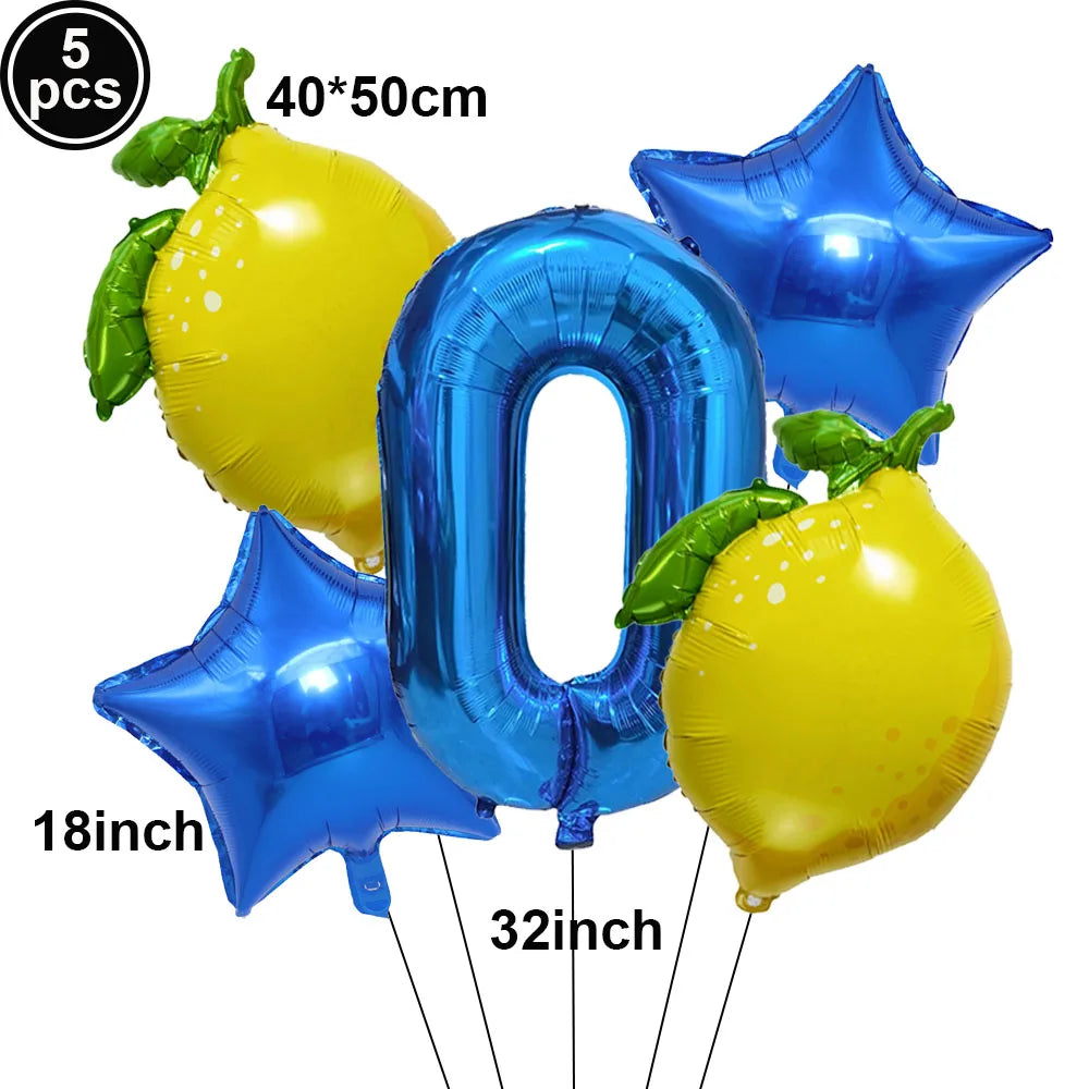 Lemon Foil Balloon Set with 32" Number Balloons – Party Decor Foil Balloon Set Babs C-0 as show