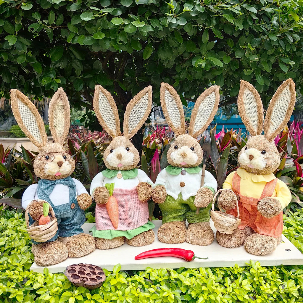 Easter Straw Bunny Decor 35cm – Rustic Handmade Decoration Easter Bunny Decor Babs