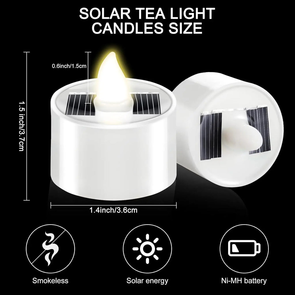 Solar Flameless Flickering Tea Lights for Outdoor & Home Decor Solar Flameless Candles Babs