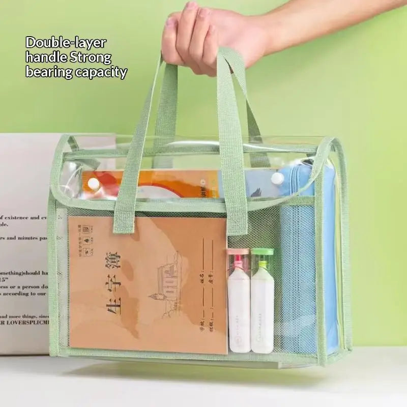 Transparent PVC Exam Tote Bag – Waterproof & Mesh Pockets Clear PVC Tote Bag Babs