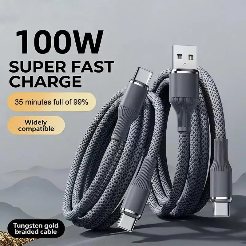 USB to USB-C Braided Cable – 6A 100W Fast Charging & Data Sync USB-C Charging Cable Babs