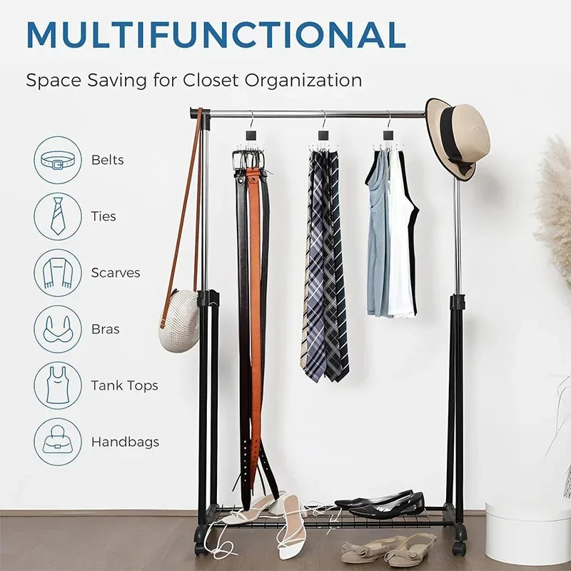 360° Rotating Hook Rack Organizer – Scarf, Belt & Tie Hanger Rotating Hook Rack Babs