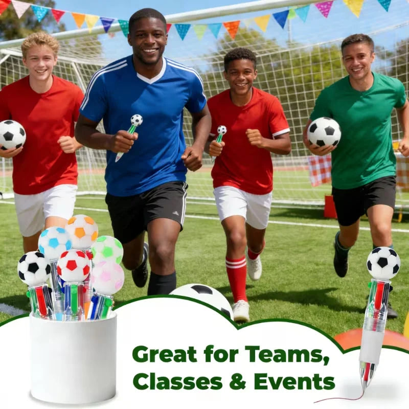 10-Pack Soccer Party Favor Pens – 4-Color Kids Ballpoint Pens Party Favor Pens Babs