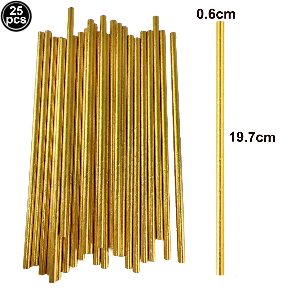 40th Birthday White & Gold Disposable Party Tableware Set Disposable Party Tableware Babs Paper straws