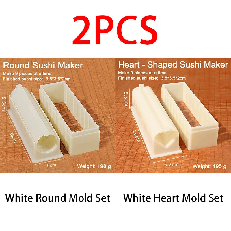 Sushi Maker Mold Set – Round, Square & Heart Onigiri Molds Sushi Mold Set Babs 2pcs-Round Heart