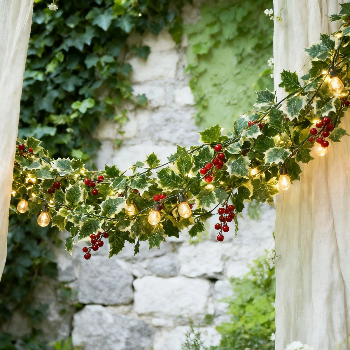 Artificial Red Berry LED Vine – Wedding & Christmas Décor Artificial LED Vine Babs