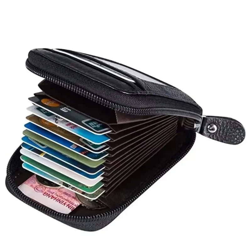 Korean Leather Accordion Card Wallet – Zipper Organizer Holder Card Holder Wallet Babs