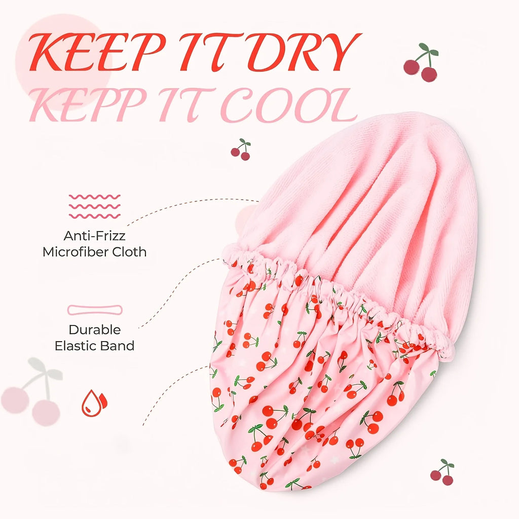 Terry Lined Shower Cap for Women – Large Reusable Waterproof Shower Cap Babs