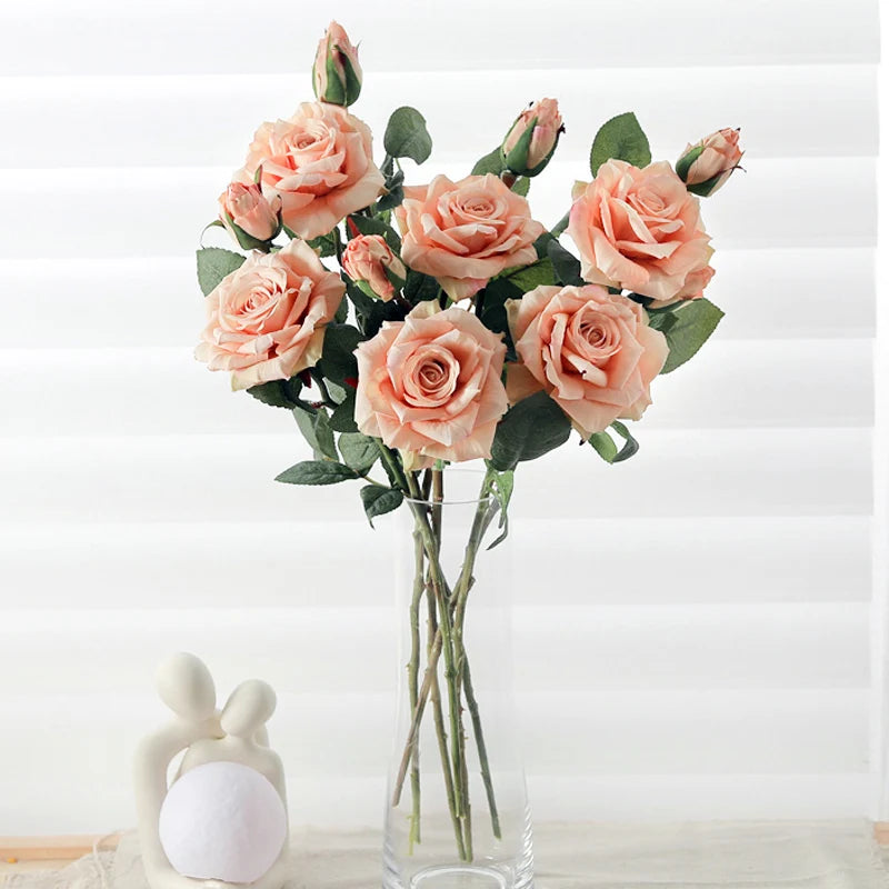 Silk Long Branch Artificial Rose Flowers – Vintage Home Decor Artificial Silk Flowers Babs