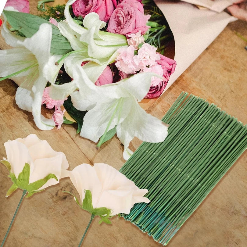 Artificial Green Flower Stems Iron Wire DIY Floral Decor Artificial Flower Stems Babs