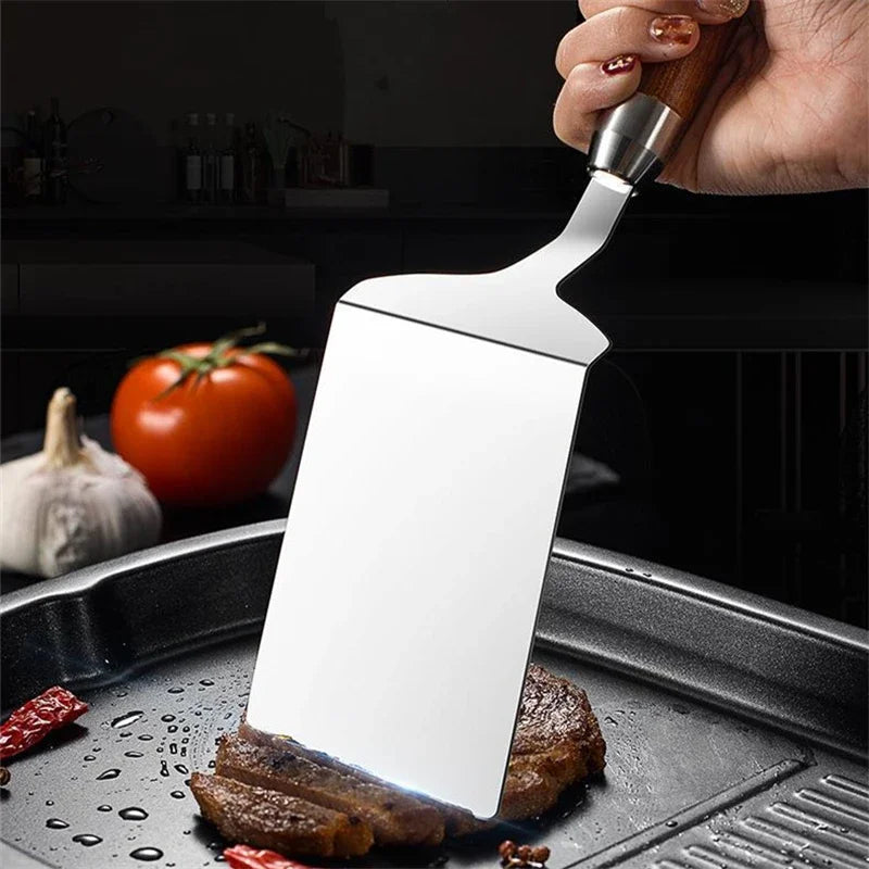 Stainless Steel Square Spatula – Wood Handle BBQ & Kitchen Cooking Spatula Babs