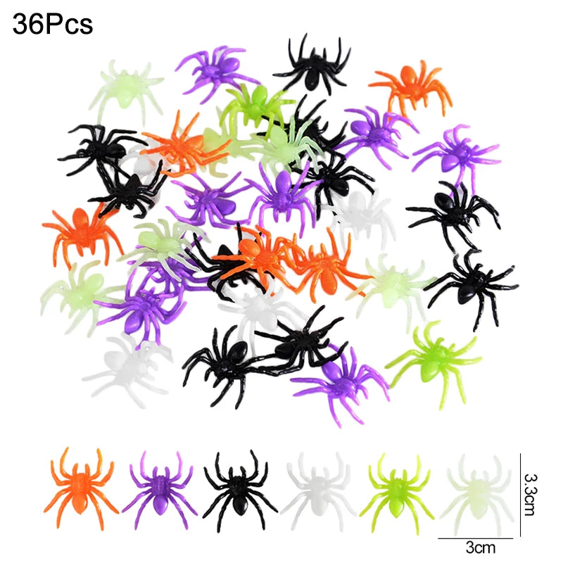Halloween Plastic Spider Bat Bug Set – Scary Party Props Halloween Trick Props Babs 36pcs spider